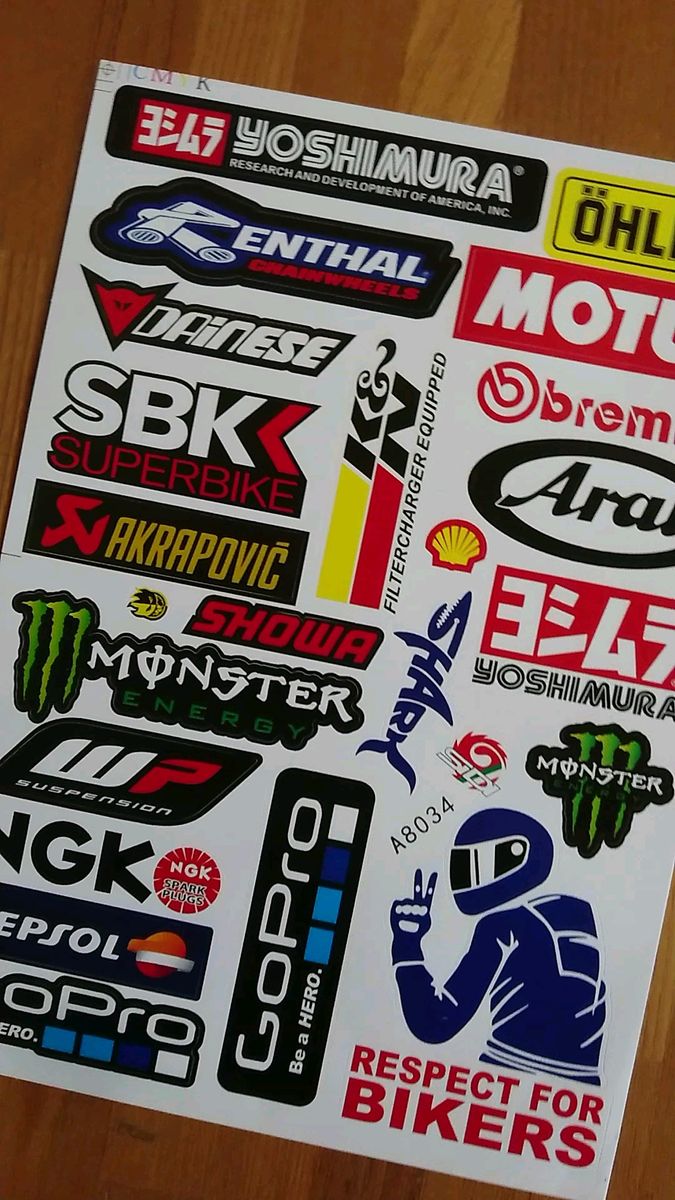 バイク反射+防水+耐光ステッカー#Motorcycle Sticker□バイク&モトクロス#ヨシムラ#Arai■A8034×2枚