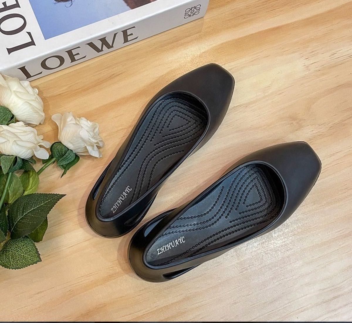 パンプス シューズ 靴 クロックス レディース 韓国 ソフトソール EVA 軽量 23.0cm 柔らか素材 歩きやすい ブラック