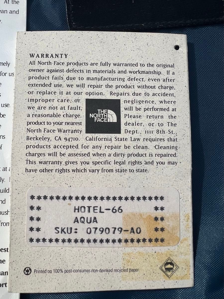 THE NORTH FACE ザノースフェイス HOTEL66 ホテル66 ビンテージ THE NORTH FACE ザノースフェイス HOTEL66 ホテル66 ビンテージ