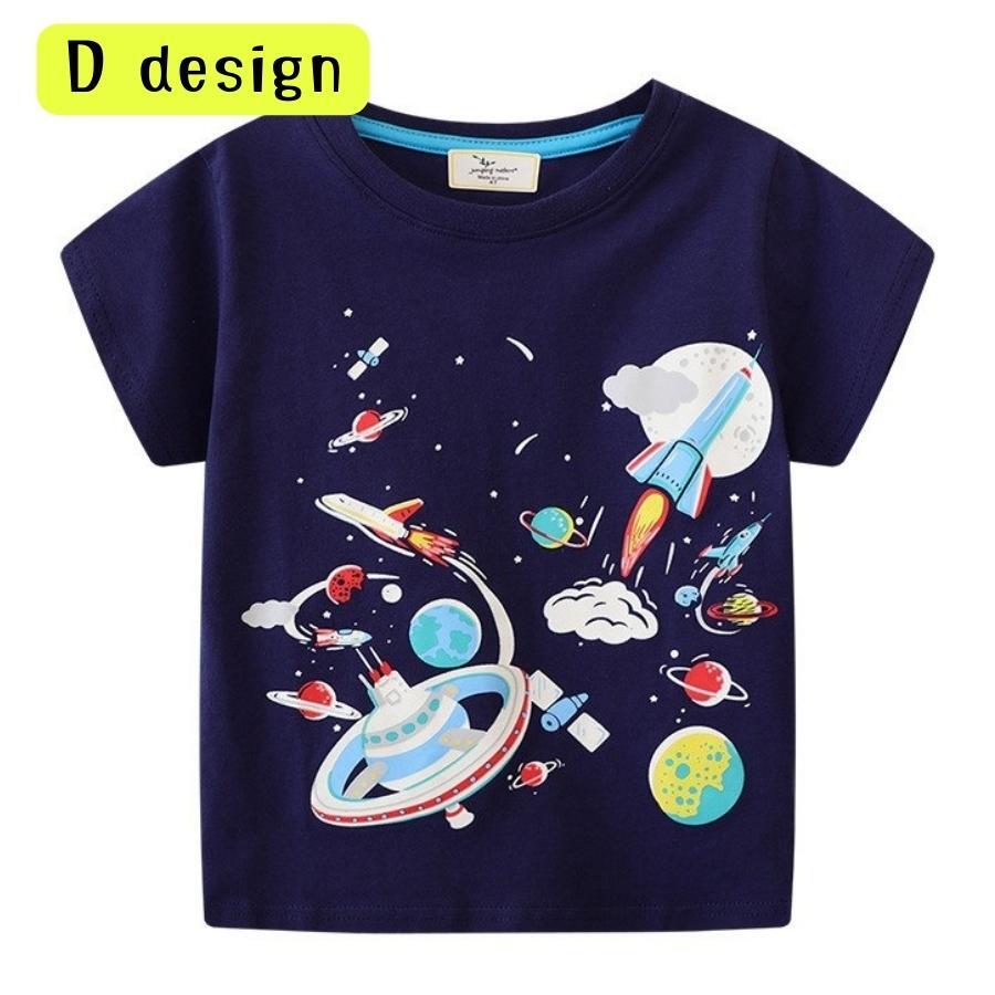 Dパターン 120cm 半袖Tシャツ 発色加工 蛍光加工 カジュアル 恐竜柄 宇宙柄 プリントT キッズ服 男の子 韓国子供服 80cm 90cm 100cm 110cm_画像1