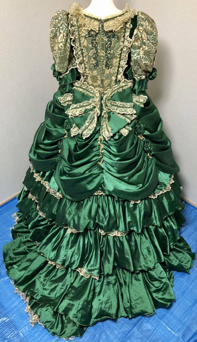 クラウディア 皇女 ロングドレス ドレス カラードレス 11T お色直し 結婚式 ウェディングドレス 緑_画像4