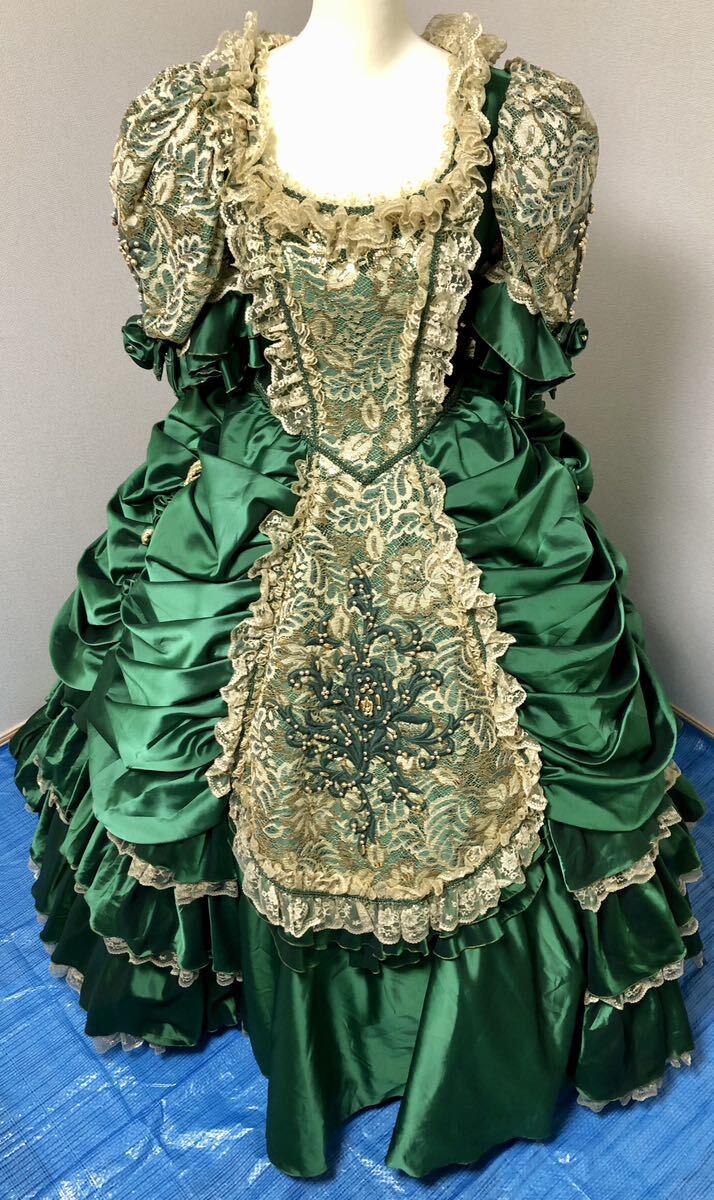 クラウディア 皇女 ロングドレス ドレス カラードレス 11T お色直し 結婚式 ウェディングドレス 緑_画像2