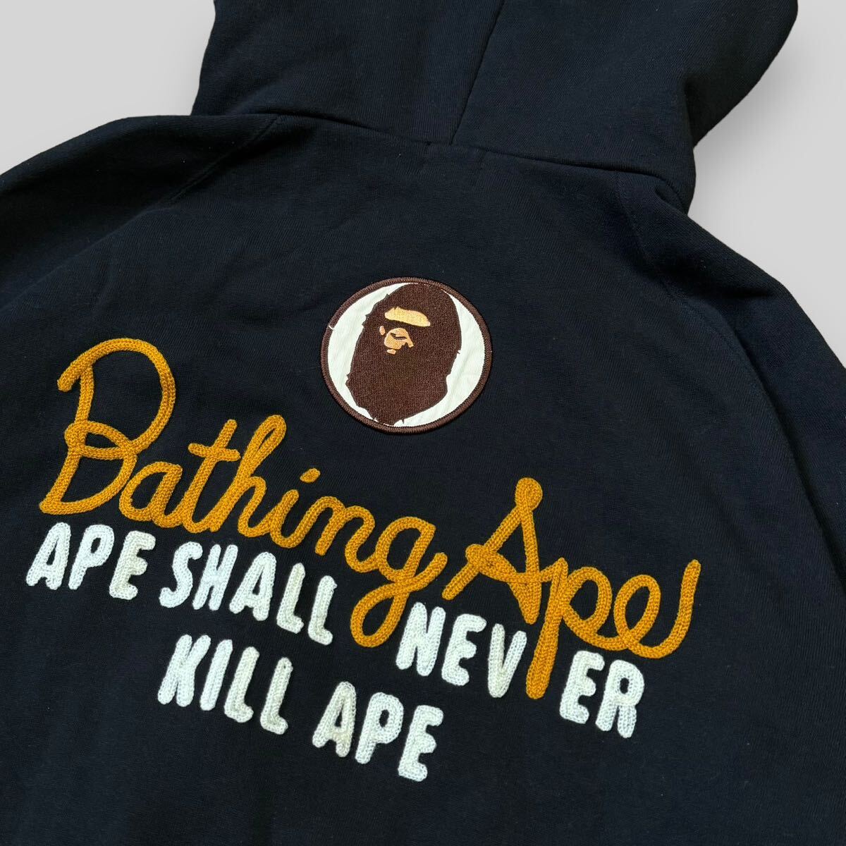  rare! the first period A BATHING APE A Bathing Ape embroidery Zip Parker Lhyu- man meidoNIGOf-ti full Zip archive 90s reverse side .