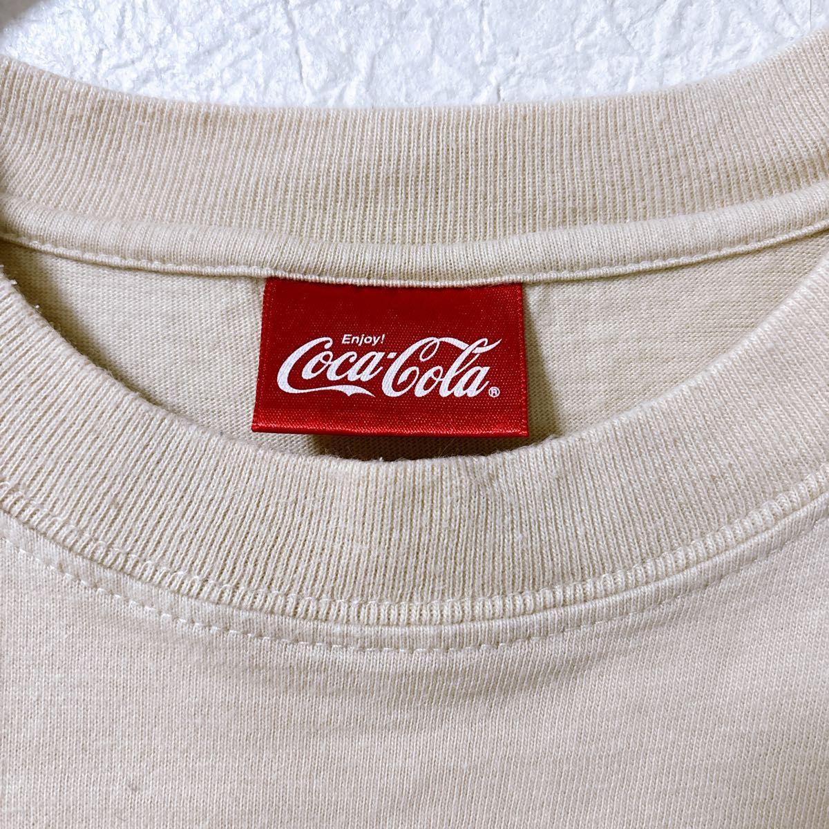 Coca-Cola コカコーラ　希少　Tシャツ　プリント　半袖　フリー　ベージュ　 古着