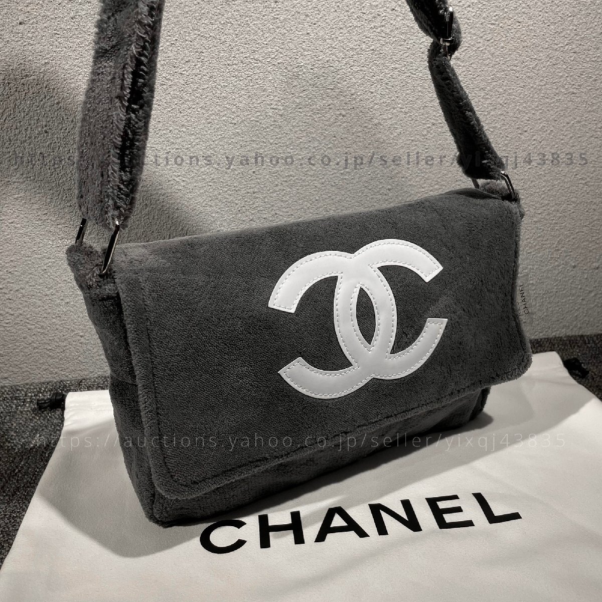 シャネル ノベルティ 非売品 CHANEL VIPギフト ショルダーバッグ もこもこ かわいい カジュアル 斜めがけ グレー レディース ブランド_画像3