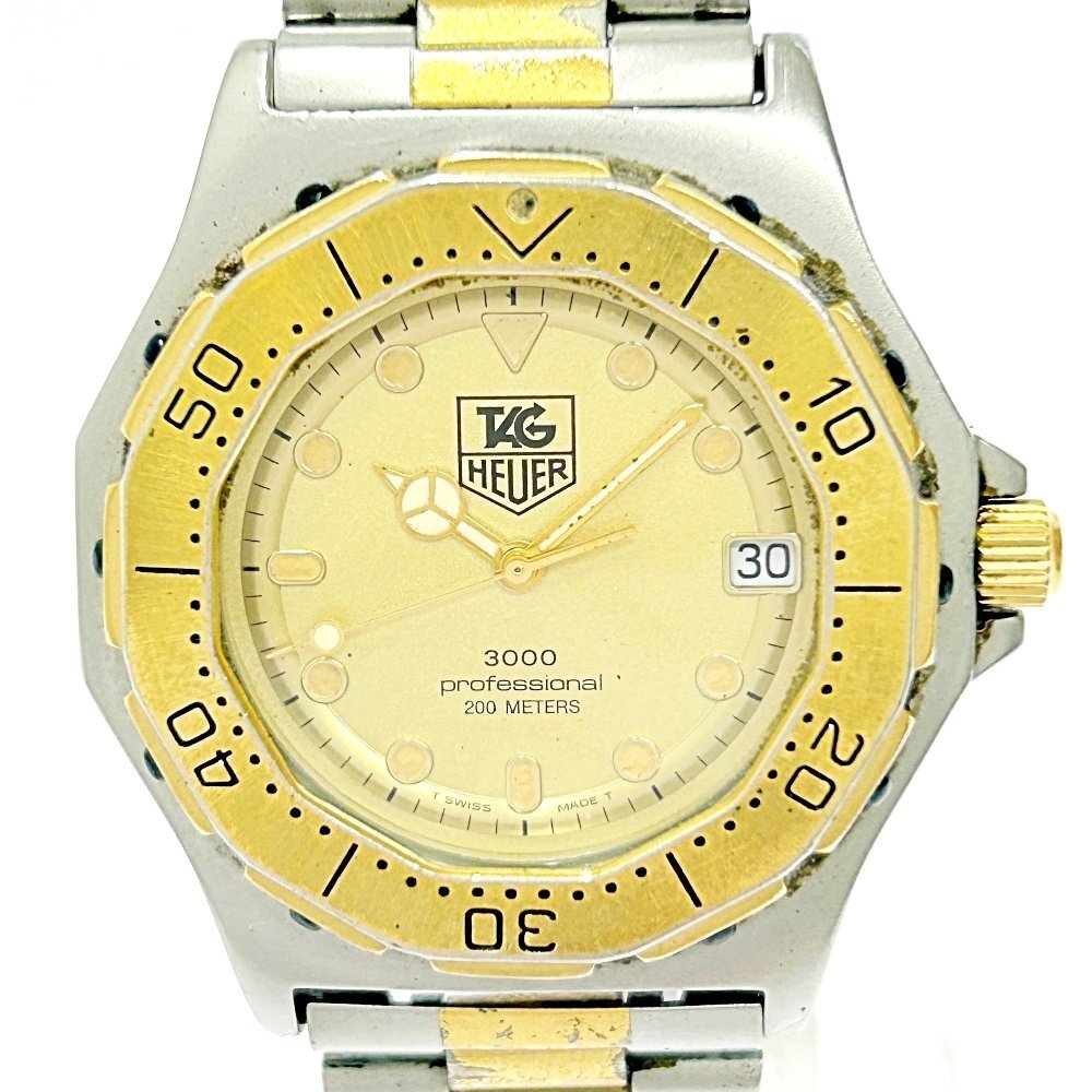 [1 jpy start ]TAG HEUER TAG Heuer 935.406 Professional 3000 GP×SS Gold face quarts men's wristwatch 266320