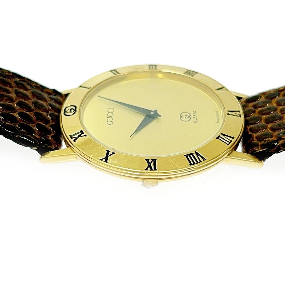[1 иен старт ]GUCCI Gucci 3001M GP Gold циферблат кварц мужские наручные часы Junk 266335