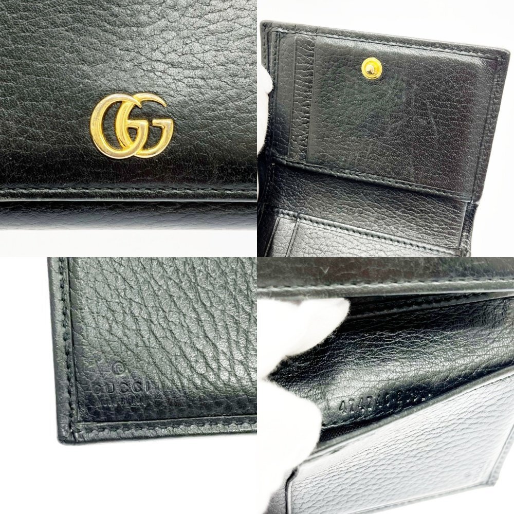 【1円スタート】GUCCI グッチ 474746・2091 GGマーモント レザー ブラック 三つ折り 財布 267819_画像10