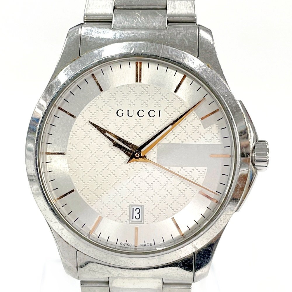 【1円スタート】GUCCI グッチ 126.4 Gタイムレス SS シルバー文字盤 クオーツ メンズ腕時計 263098_画像1