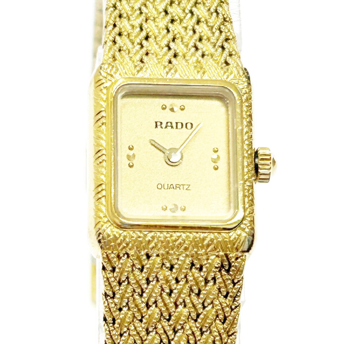 【1円スタート】RADO ラドー 133.5229.2 スクエア GP×SS ゴールド文字盤 クオーツ レディース腕時計 ジャンク 266490_画像1