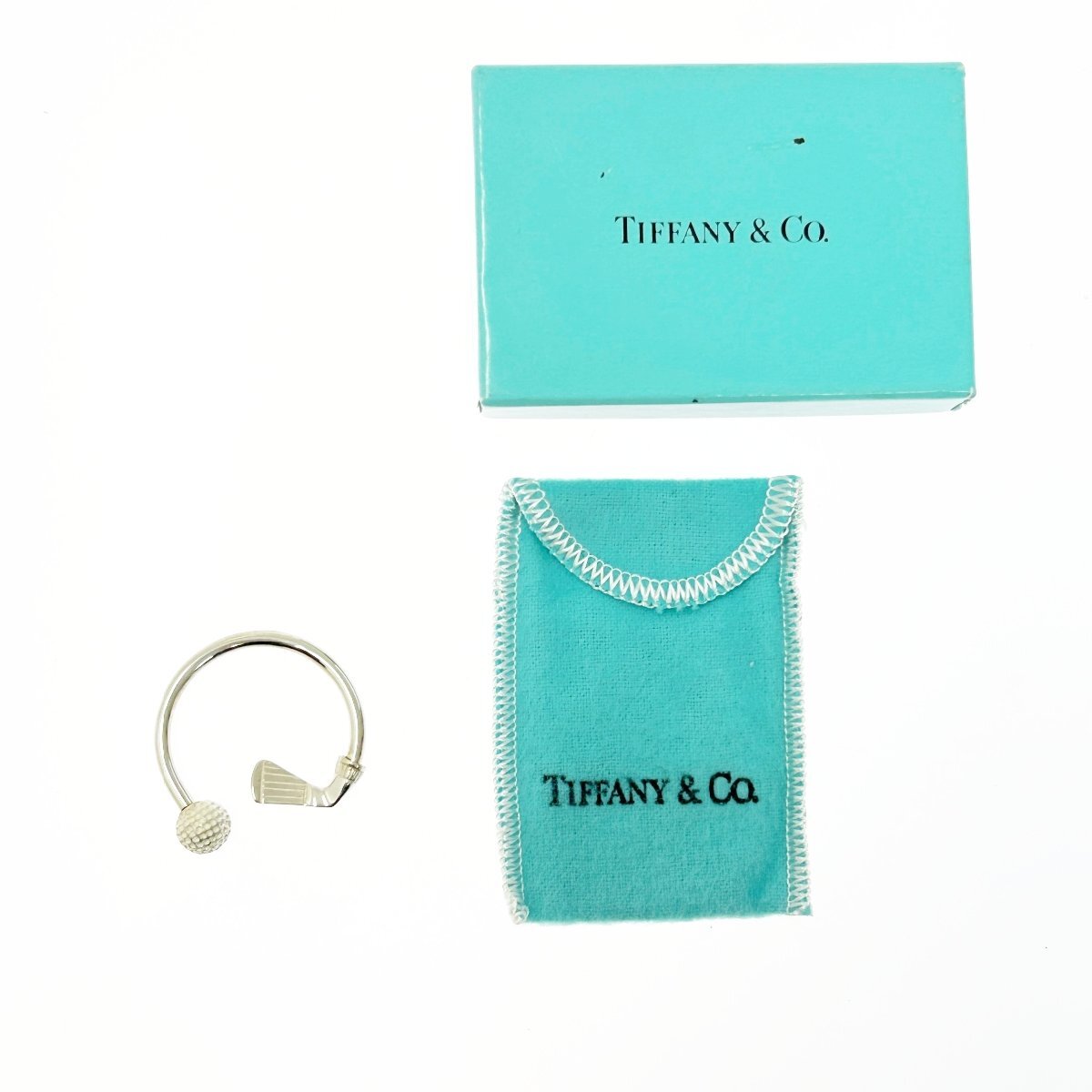 【1円スタート】【箱付き】TIFFANY&Co. ティファニー シルバー ゴルフモチーフ キーリング 9.8g 925刻印 270948の画像1