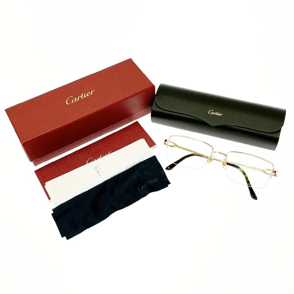 【1円スタート】【箱付き】Cartier カルティエ スクエア 145 55□18 度入り メガネ 272115_画像1