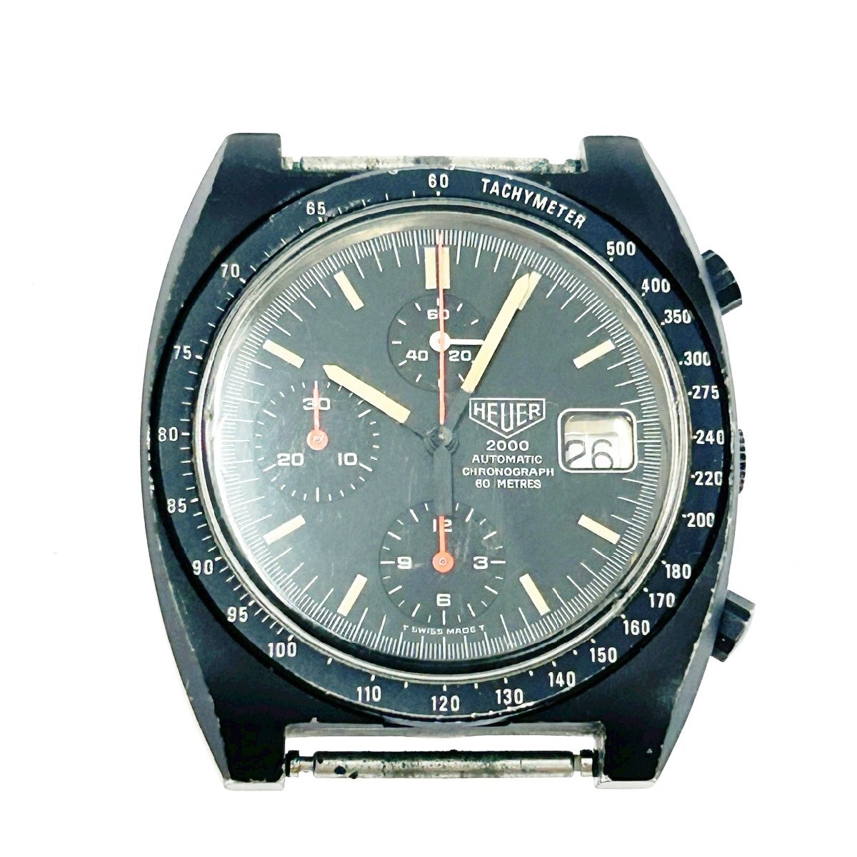 【1円スタート】HEUER ホイヤー 183.306 2000 クロノグラフ SS ブラック文字盤 自動巻き メンズ腕時計 ジャンク 273031_画像1