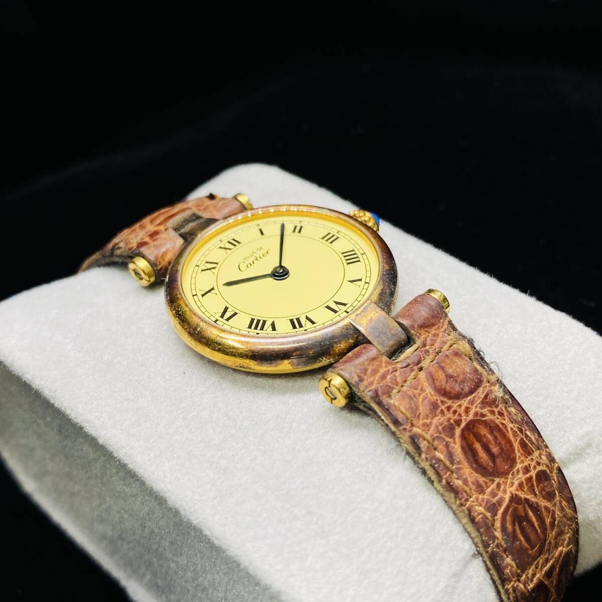 1円～ 6T50720424 Cartier カルティエ VERMEIL ヴェルメイユ QZ クォーツ 925 SV レディース 腕時計 コレクション 現状品_画像3