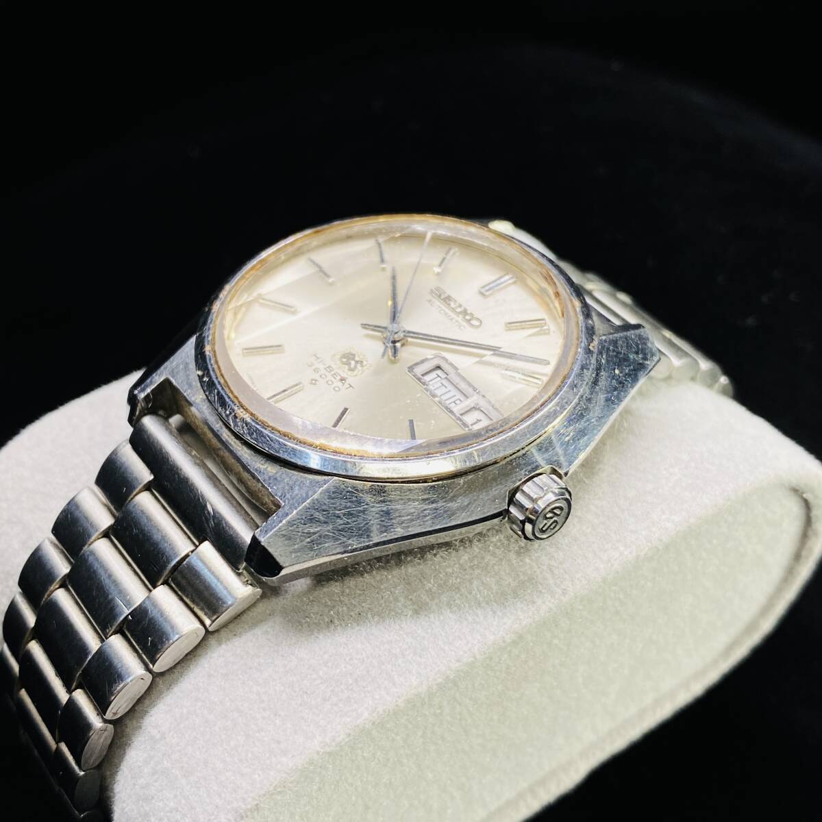 1円～ 6T20220424 GrandSeiko グランドセイコー GS ハイビート36000 社外ベルト 6146-8010 デイデイト 自動巻き SS メンズ 腕時計 現状品_画像2