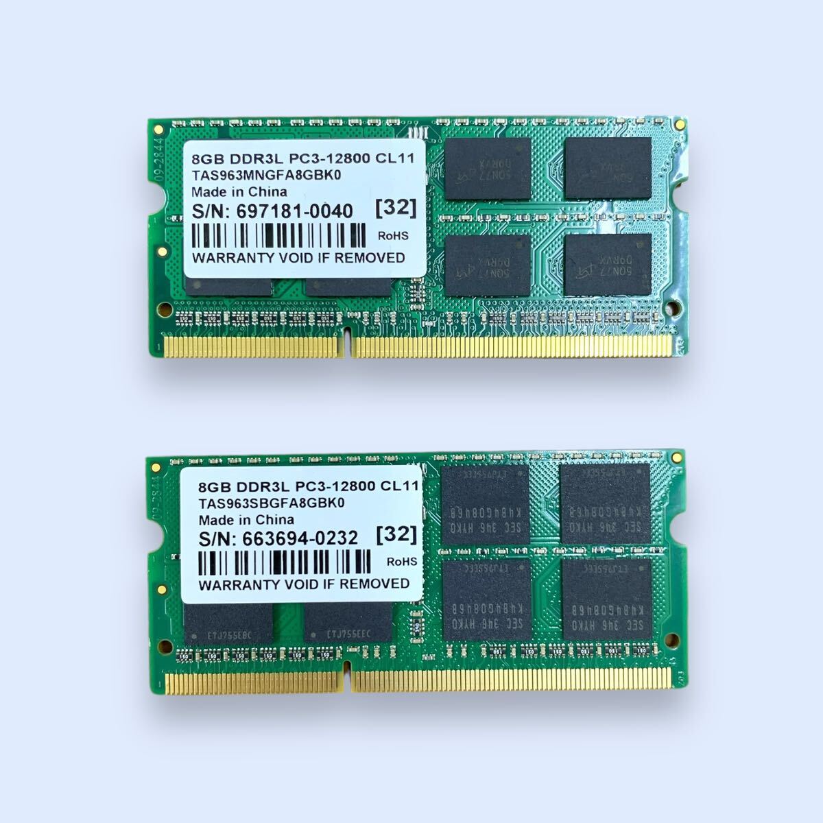 DDR3L PC3-12800S メモリー 8GB 2枚 (16GB) 完全動作確認済み_画像2