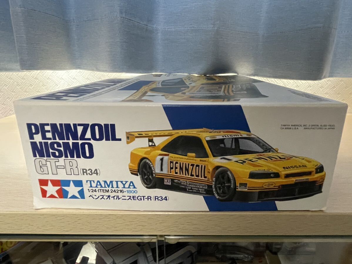 タミヤ 1/24 ペンズオイル ニスモ GT-R R34 スポーツカーシリーズ NO.216 予備デカール付き PENNZOIL BNR34 未組立 の画像5