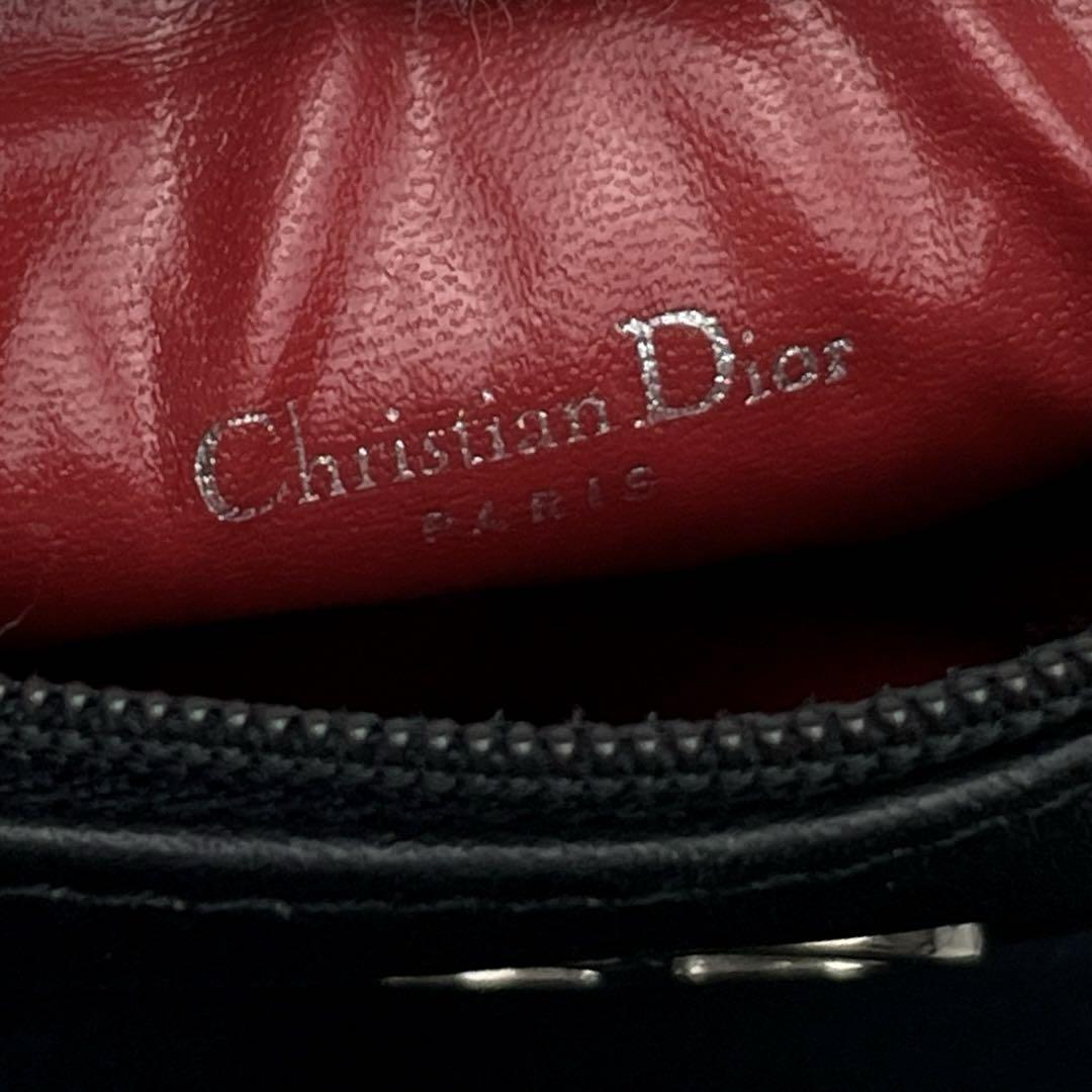 【美品】Christian Dior ディオール ショルダーバッグ CD金具 斜め掛け ポシェット シルバー金具 レザー 黒 ブラック フォーマル 男女兼用