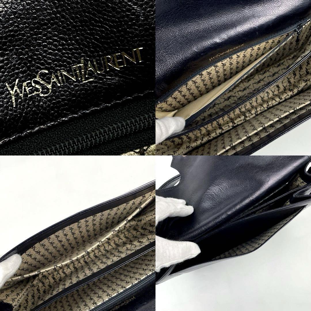 1円～●美品●Yves Saint Laurent イヴサンローラン ショルダーバッグ YSL カサンドラ 2way 肩掛け シボ革 レザー 黒 ブラック 男女兼用_画像9