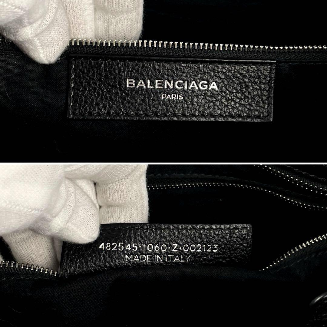 【美品】BALENCIAGA バレンシアガ ノースサウス ショッピングバッグ M トートバッグ 肩掛け レザー 黒 ブラック フォーマル 男女兼用 A4可_画像9