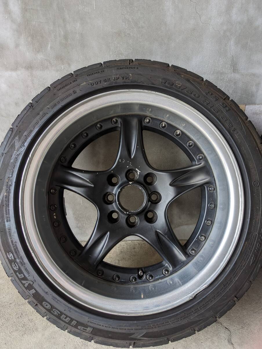 【廃番】15インチ　7.5J-5　PCD100,114.3 4H　プレセディオデーモンキャンバー　195/50R15（交換推奨）_画像2