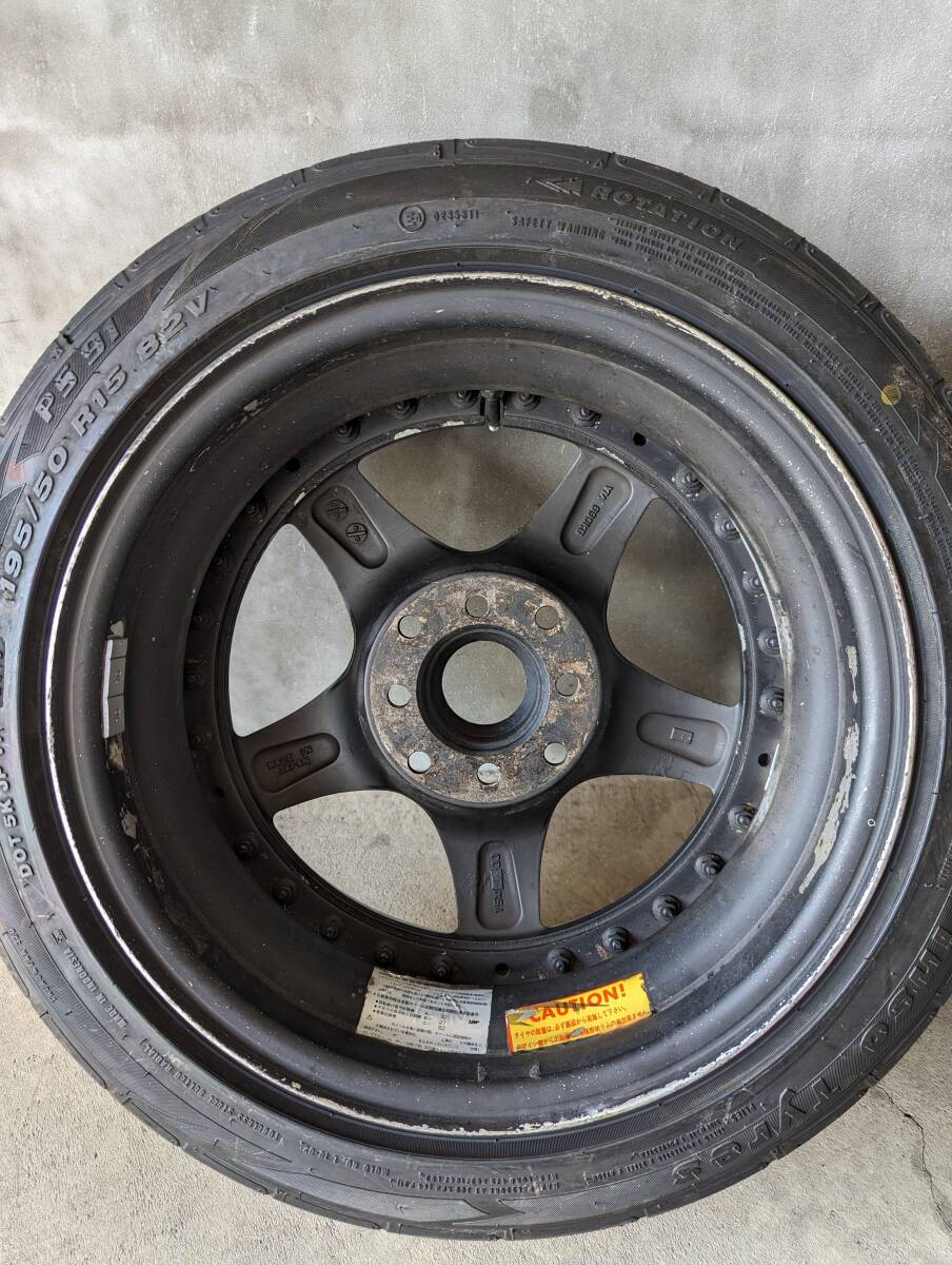 【廃番】15インチ　7.5J-5　PCD100,114.3 4H　プレセディオデーモンキャンバー　195/50R15（交換推奨）_画像9