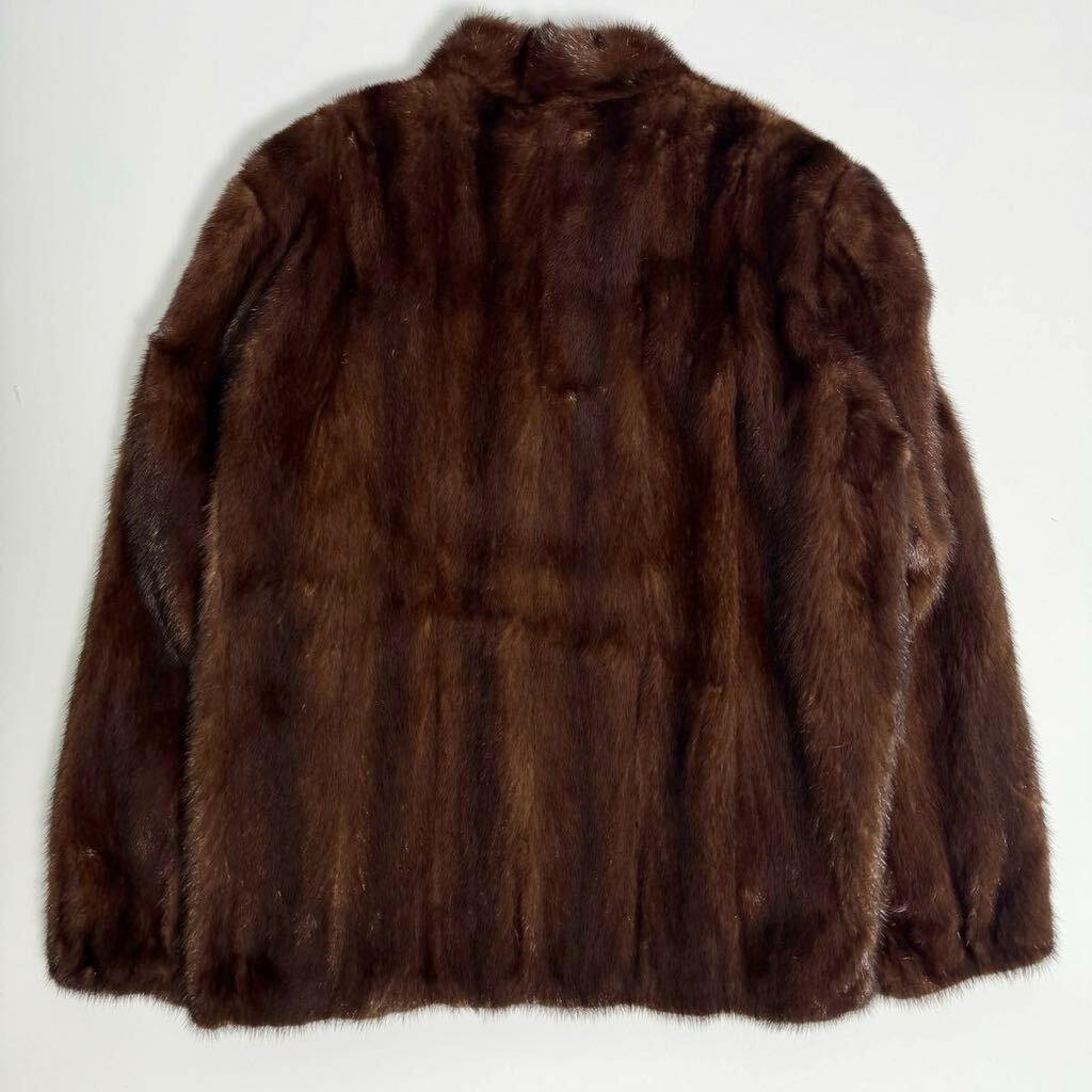  rare men's model high class mink fur blouson jacket demi-buff Brown M size Zip up real fur gentleman clothes [d1302]