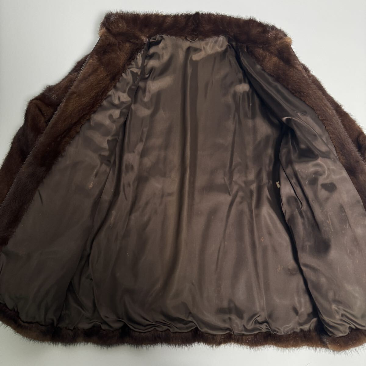  rare men's model high class mink fur blouson jacket demi-buff Brown M size Zip up real fur gentleman clothes [d1302]