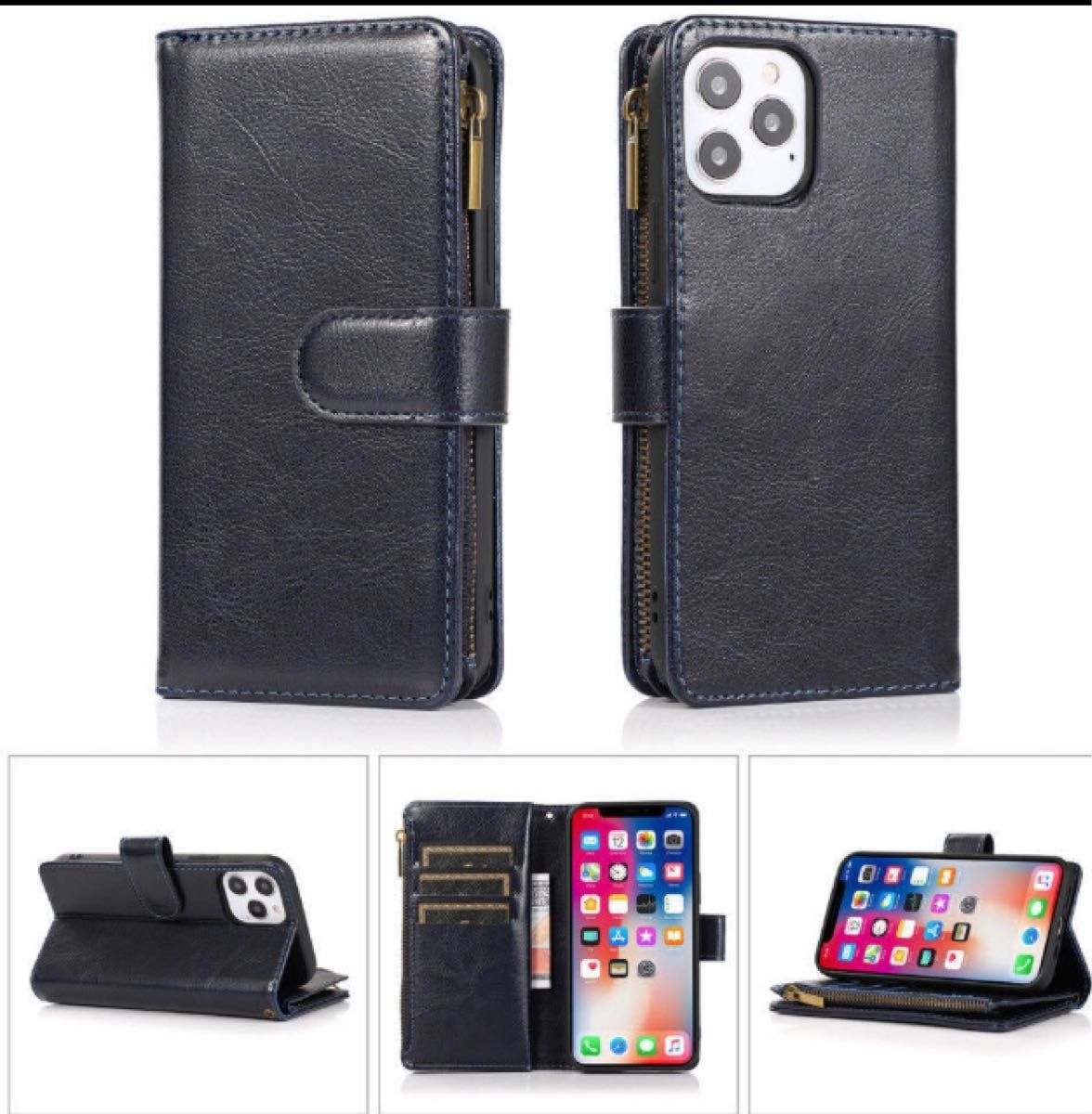 iPhone12pro財布型ケース、 手帳型 カバー 、手帳型スマホカードケース＊新品＊当日発送（パープル）