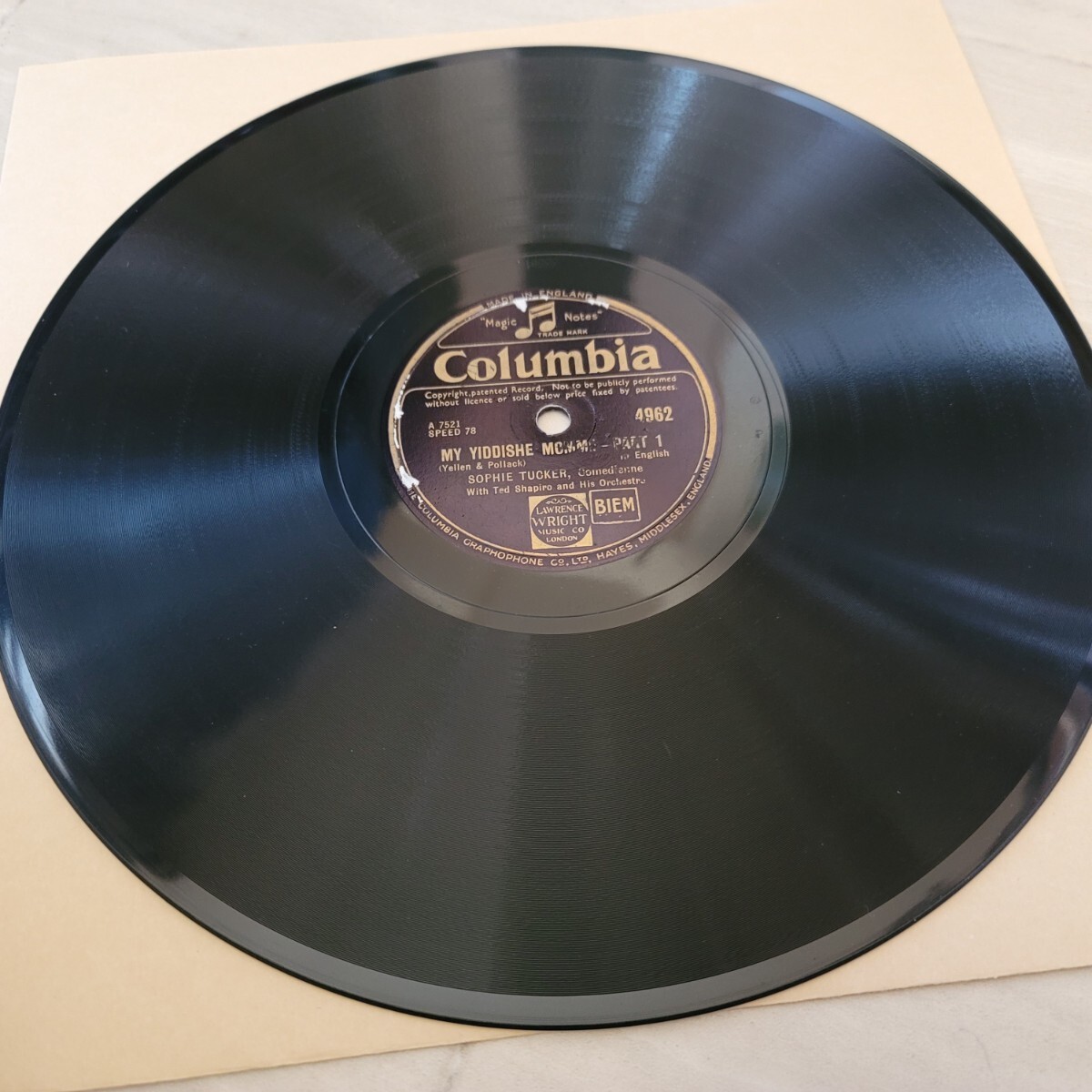 Sophie Tucker（ソフィー・タッカー）♪My Yiddishe Momme♪Part 1. Part 2. 78rpm record.（演奏動画）あり_画像4