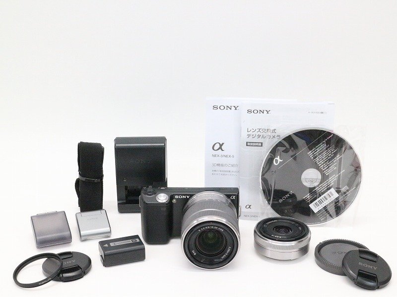 ●○【総シャッター数8500回以下】SONY NEX-5/18-55mm F3.5-5.6/16mm ミラーレス 一眼カメラ Eマウント ソニー F2.8○●02542400_画像1
