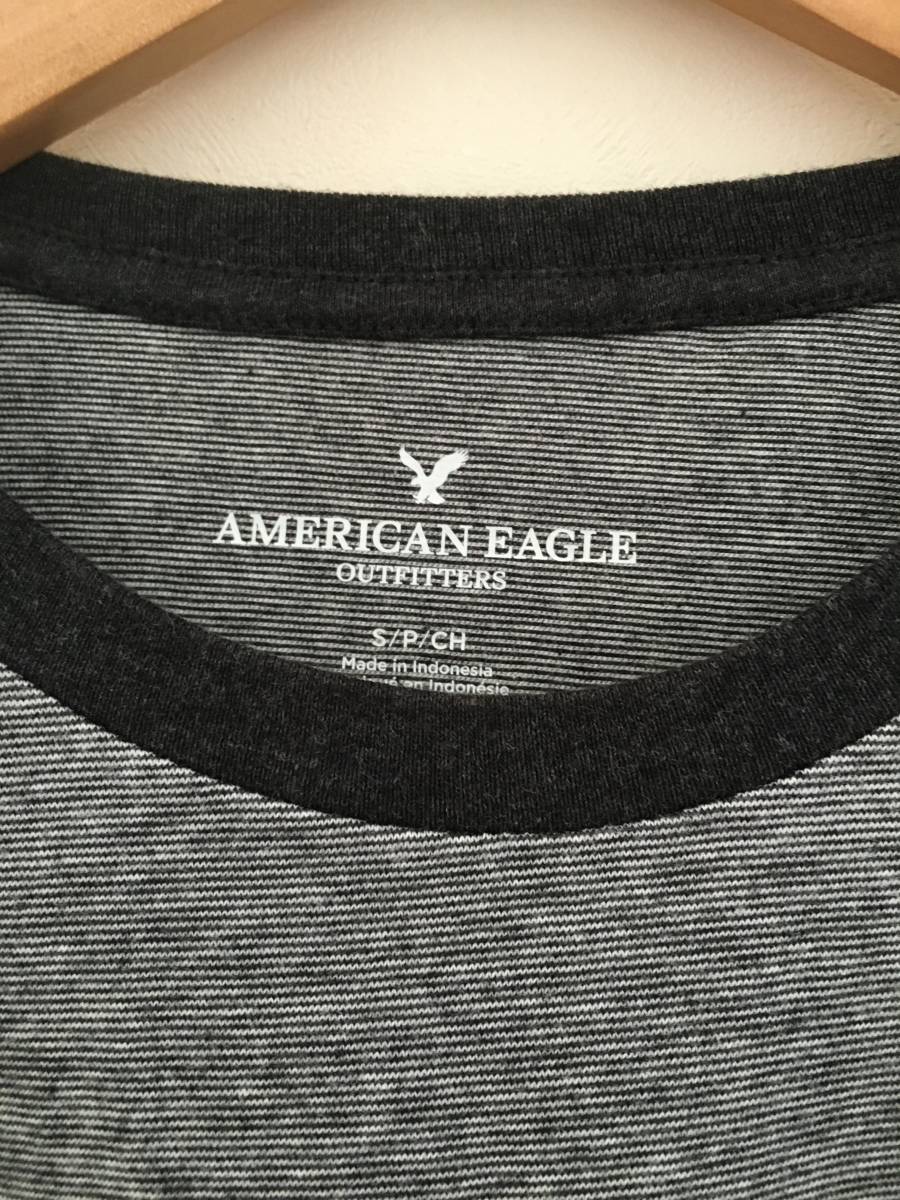 セール! お得! 3枚セット 正規品 本物 新品 アメリカンイーグル Tシャツ AMERICAN EAGLE クールな ブラックストライプ オシャレ! XS ( S_画像1