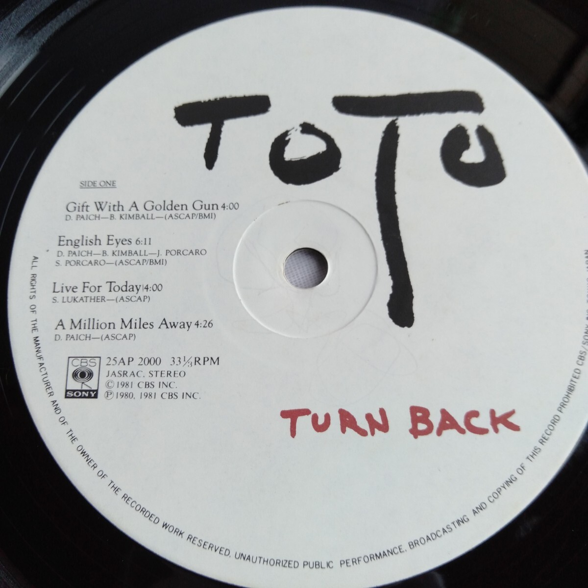 や697 TOTO Turn Back ターン・バック レコード LP EP 何枚でも送料一律1,000円 再生未確認_画像9