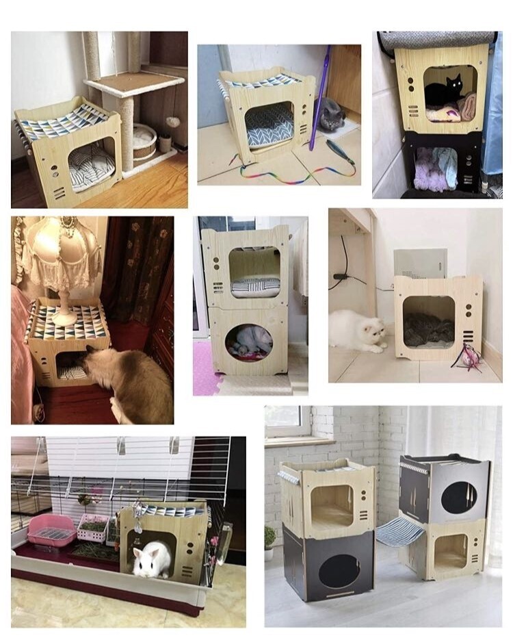 新品　キャットハウス　木製　キャットボックス　キャットタワー　ネコタワー　猫ハウス　猫ボックス_画像4