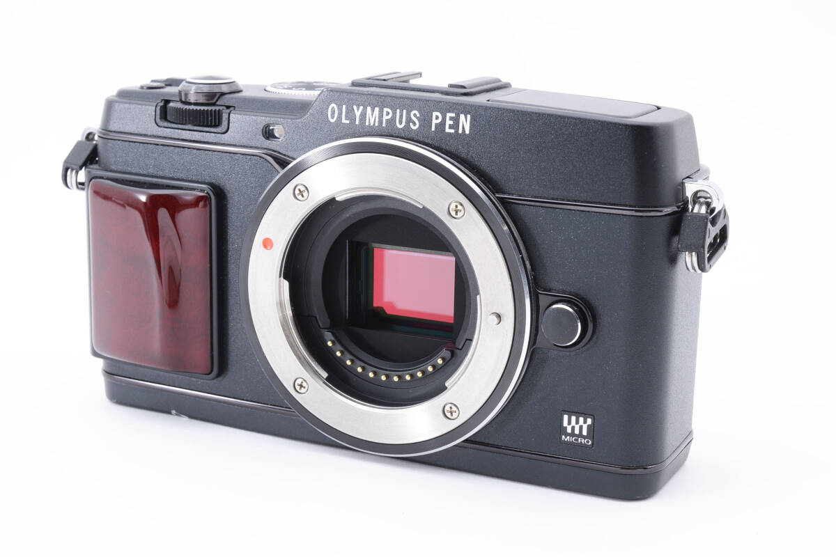 [シャッター回数：4101回] オリンパス Olympus PEN E-P5 premium model Blackプレミアムブラック ウッドグリップ [訳あり]_画像2