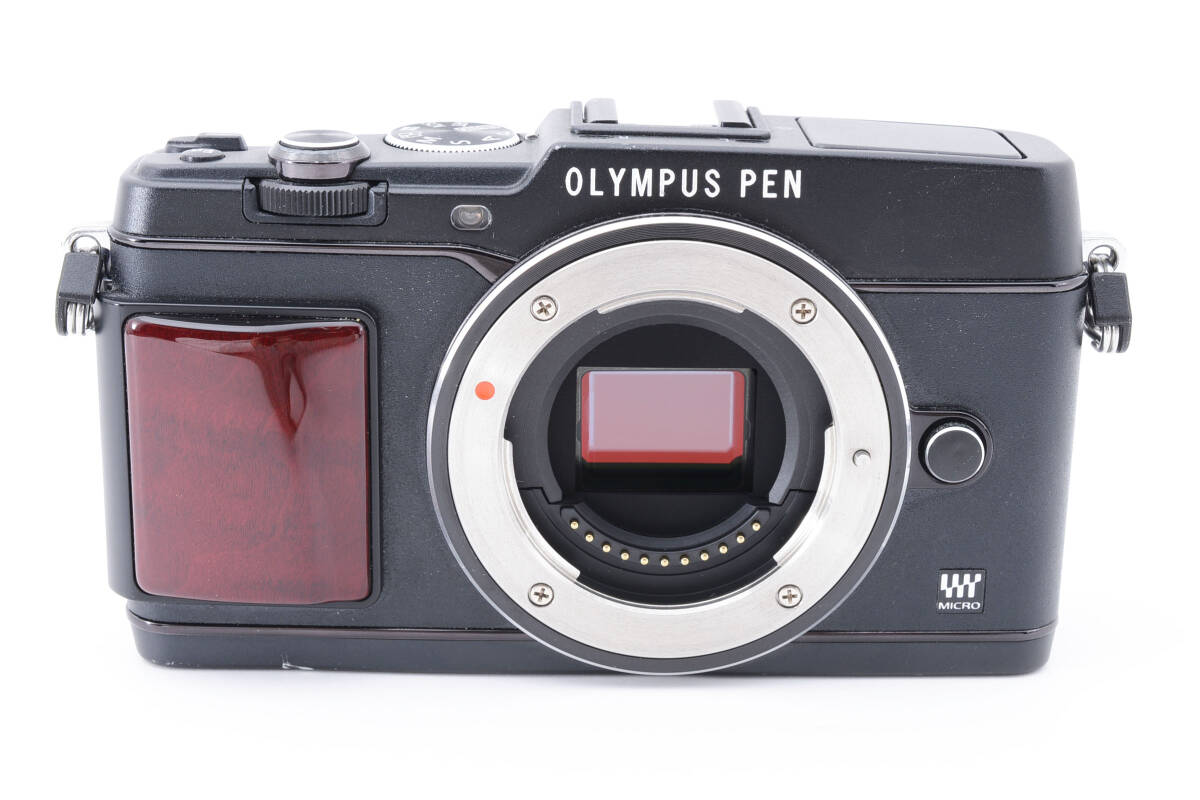 [シャッター回数：4101回] オリンパス Olympus PEN E-P5 premium model Blackプレミアムブラック ウッドグリップ [訳あり]_画像3