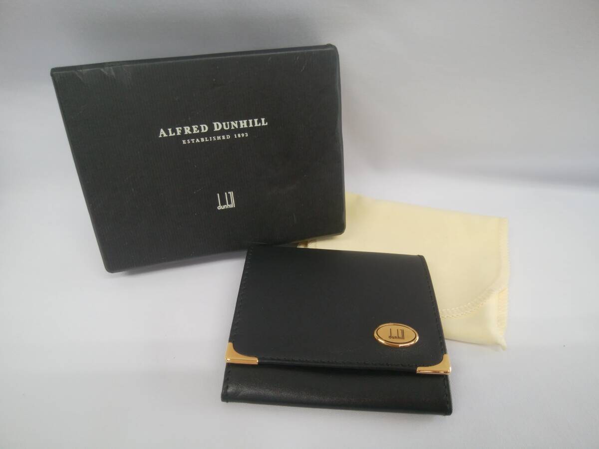 ◎B4 極美品 DUNHILL/ダンヒル コインケース WM8310A レザー 牛皮 カーフスキン 財布 小銭入れ 父の日 メンズ ブラック 保存袋 元箱付_画像9