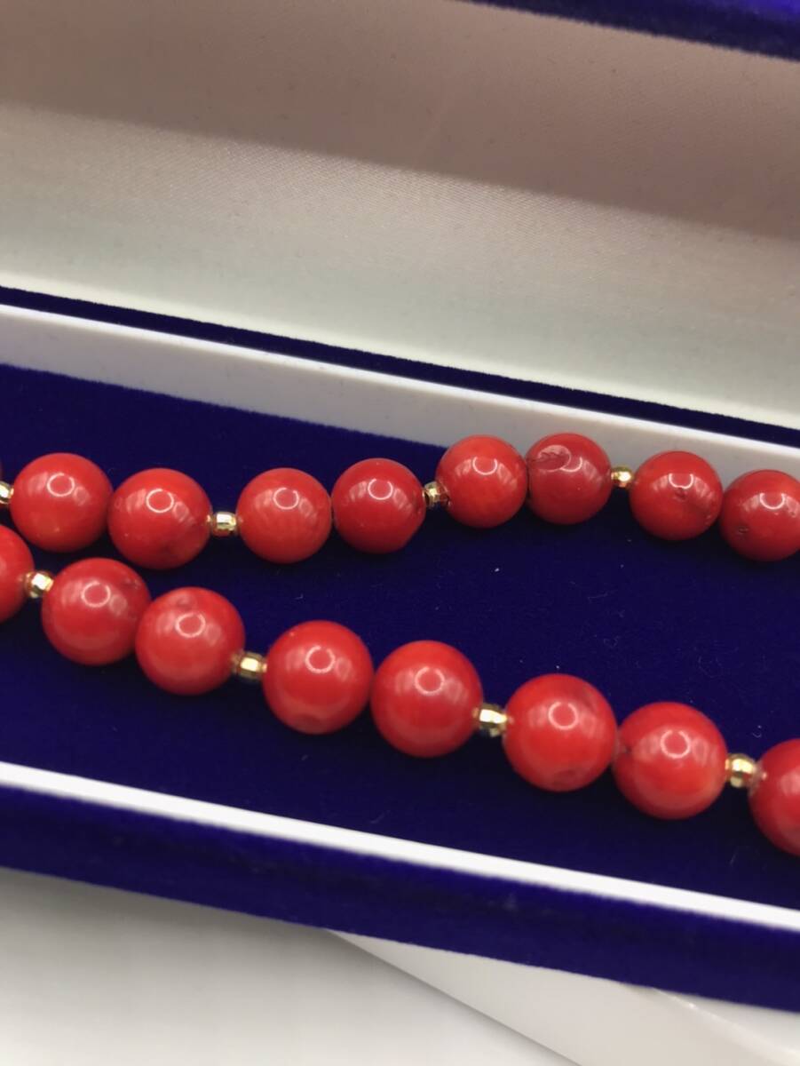  natural . red .. red coral necklace weight approximately 49g length approximately 47cm sphere approximately 9mm catch K18 18 gold 