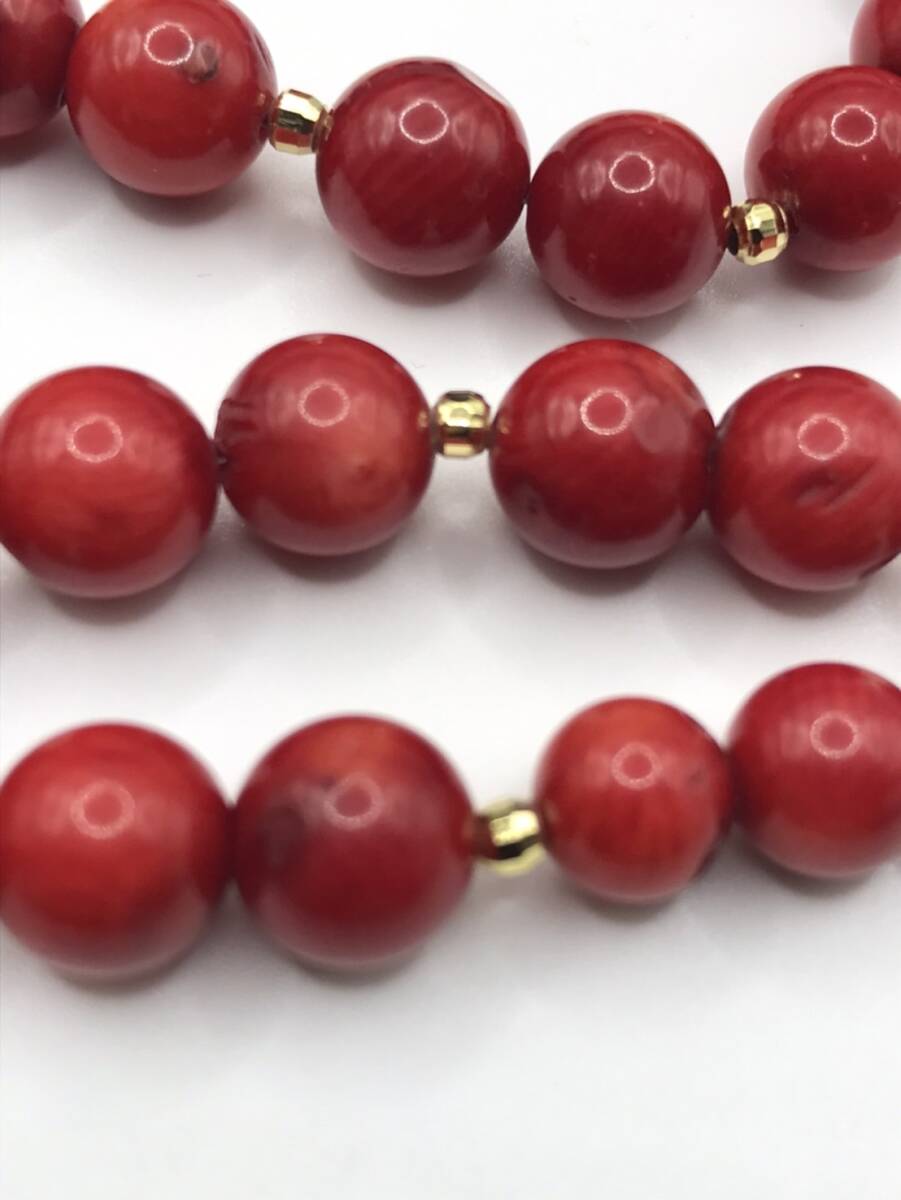  natural . red .. red coral necklace weight approximately 49g length approximately 47cm sphere approximately 9mm catch K18 18 gold 