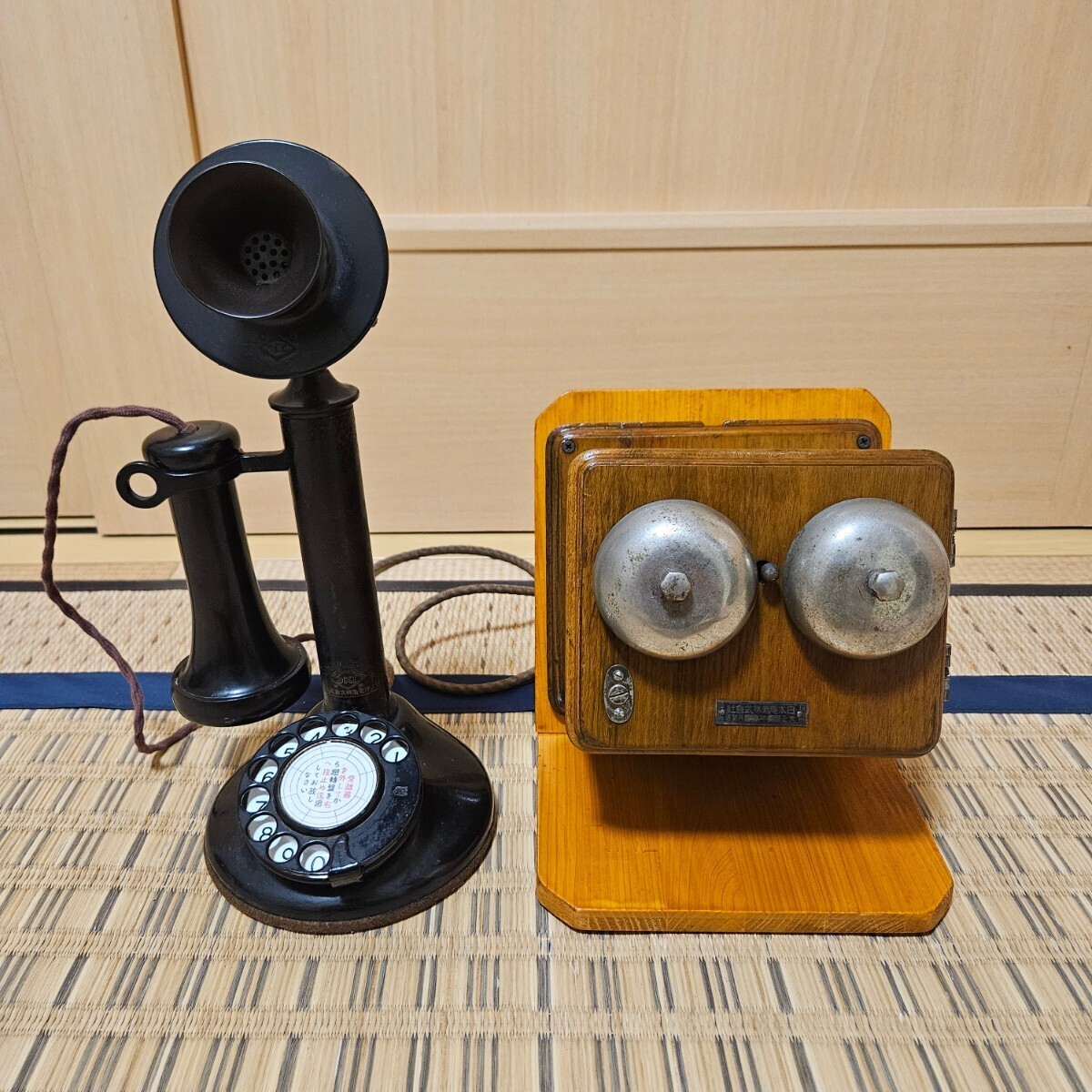 2号自動式卓上電話機 大正15年1月製造 当時物 アンティーク レトロ 昭和 日本電気 沖電気 モジュラー仕様 電話機 黒電話 ダイヤル式_画像1