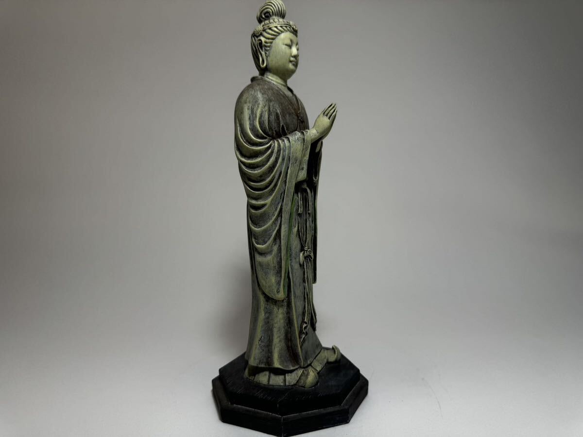 DH302 △ 仏教美術　東大寺　乾漆調古色　樹脂製　月光菩薩立像　奈良　オブジェ　仏像　H25cm_画像4