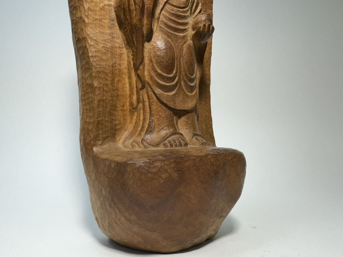 DH312 △ 仏教美術　彫刻家　牧田裕次作　極細密彫刻 木彫 阿弥陀如来立像　H26cm_画像8