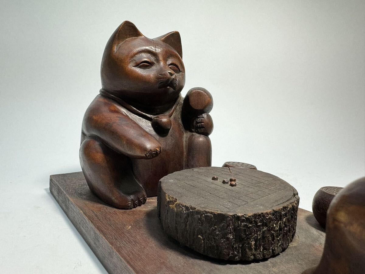 DH315 ^ hour substitute article tree carving tree structure maneki-neko . ratio . large black heaven . Go against department old fine art 