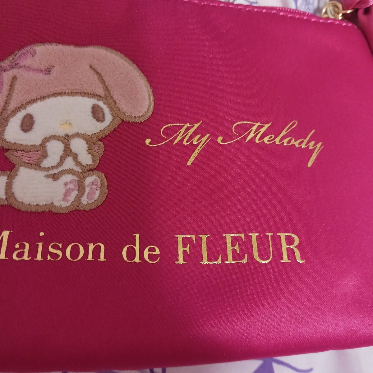 マイメロディ My Melody メゾンドフルール Maison de FLEUR ポーチ ピンクマニア PINK MANIA ストライプクラブ リボン サンリオ Sanrio_画像3