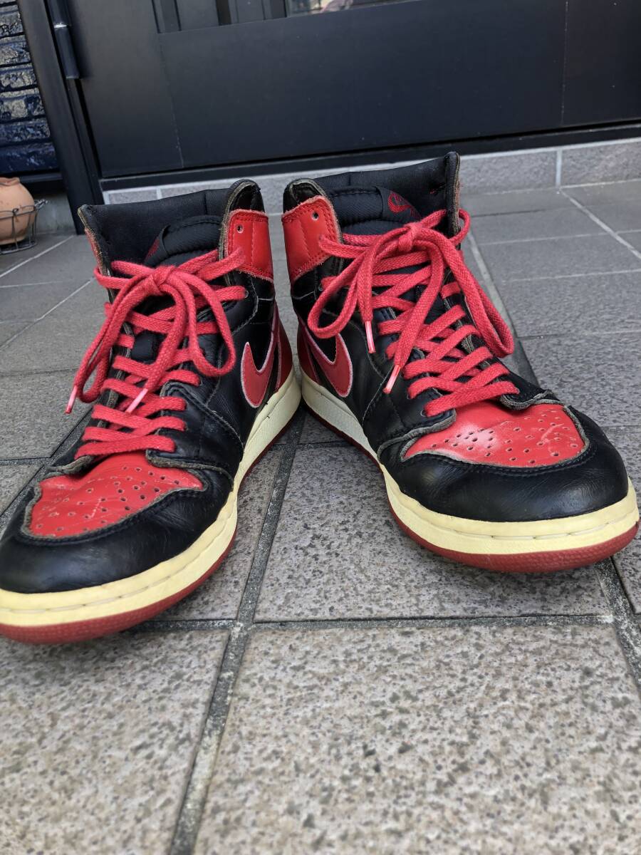 94 Nike AIR JORDAN1 BRED 復刻 黒赤 25.5cm_画像2