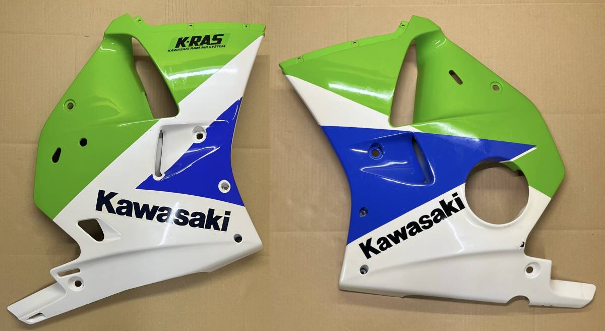 ●特選中古★1セット限★KAWASAKI 純正★ZXR250★ノーマル/アンダー/サイド/カウル/カバー/左/右/セット●ホワイト/グリーン/ブルー 20B401の画像1