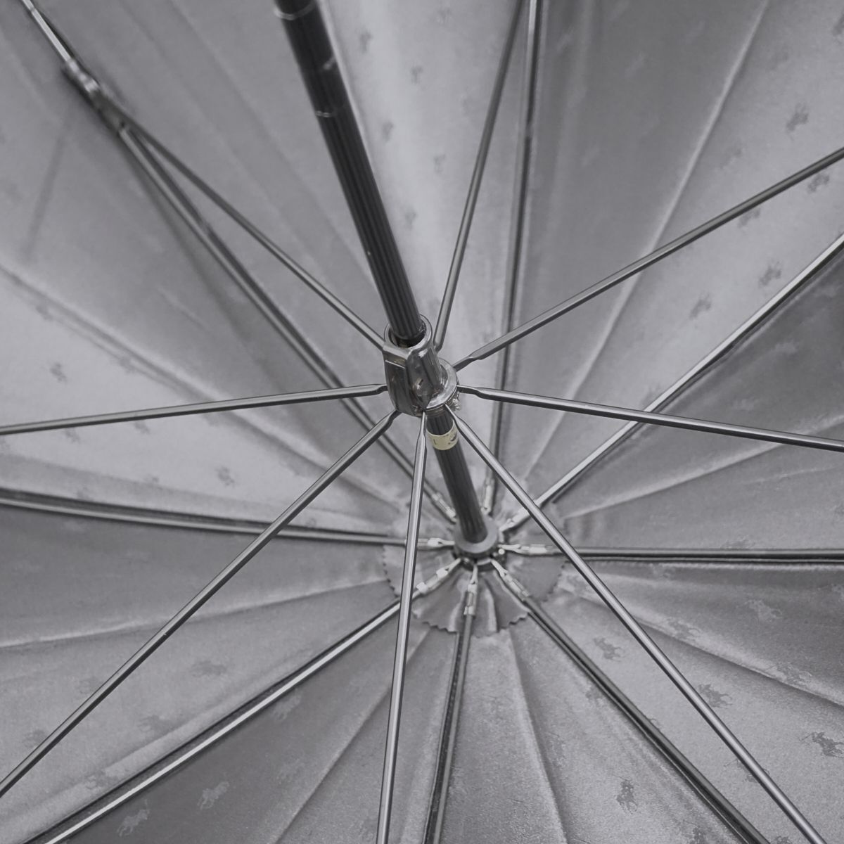 傘 Polo Ralph Lauren ポロ ラルフローレン USED美品 ジャガード ポロドット ブラック 紳士傘 メンズ 大判 65cm S0595_画像2