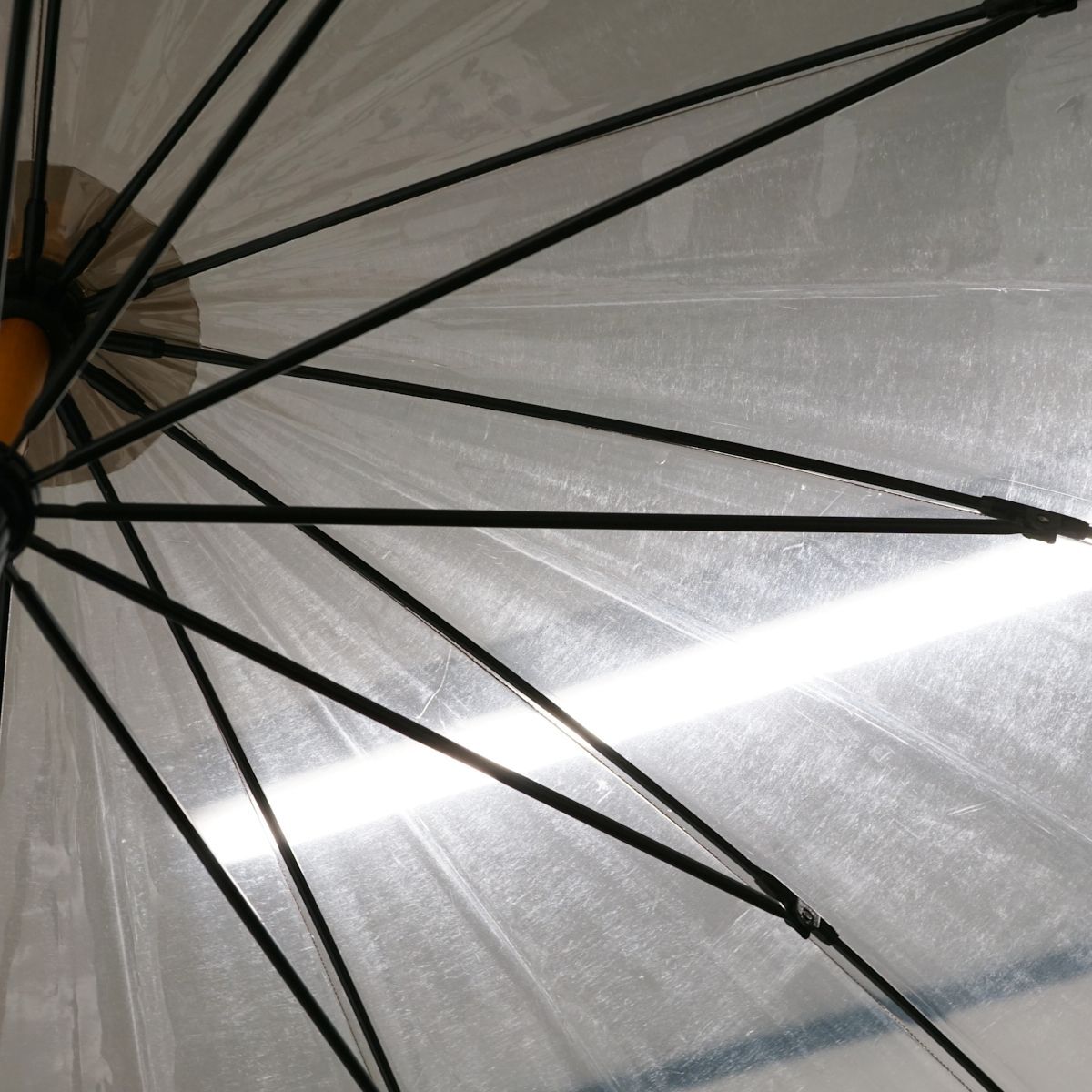 傘 Traditional Weatherwear トラディショナルウェザーウェア USED美品 クリアアンブレラ ブラウン ビニール傘 高級 55cm S0572_画像8