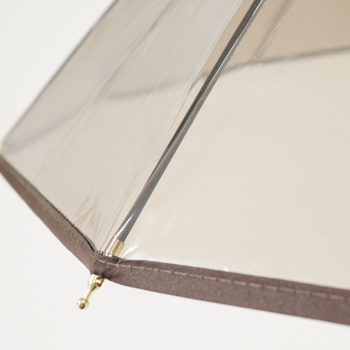 傘 Traditional Weatherwear トラディショナルウェザーウェア USED美品 クリアアンブレラ ブラウン ビニール傘 高級 55cm S0572_画像3