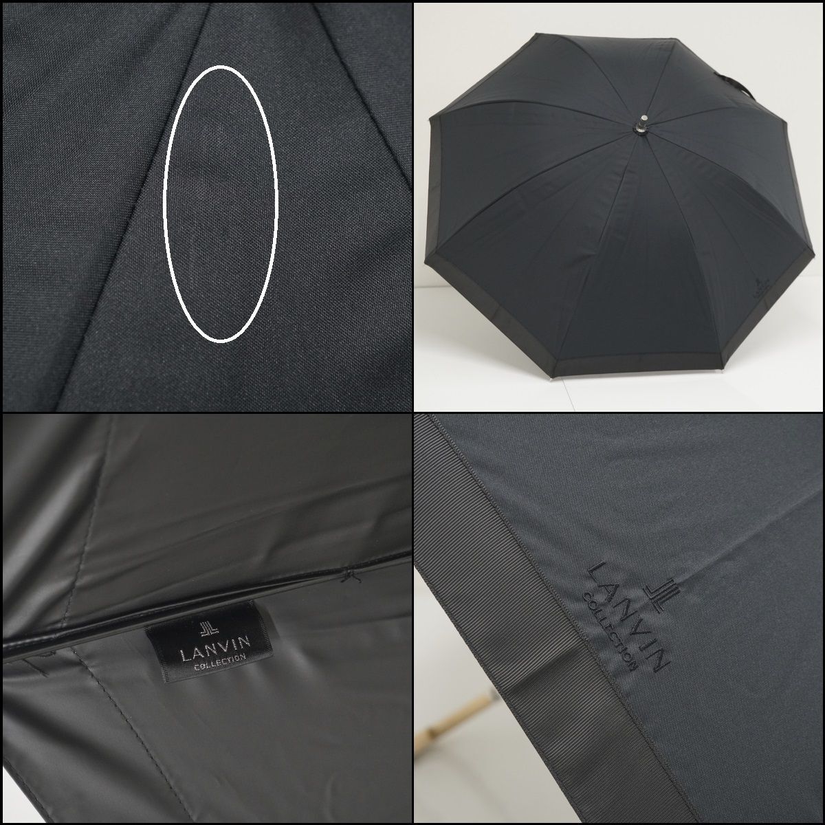 晴雨兼用日傘 LANVIN COLLECTON ランバンコレクション USED美品 一級遮光 ブラック グログランリボン グラス骨 UV 遮光 遮熱 47cm S0706_画像8